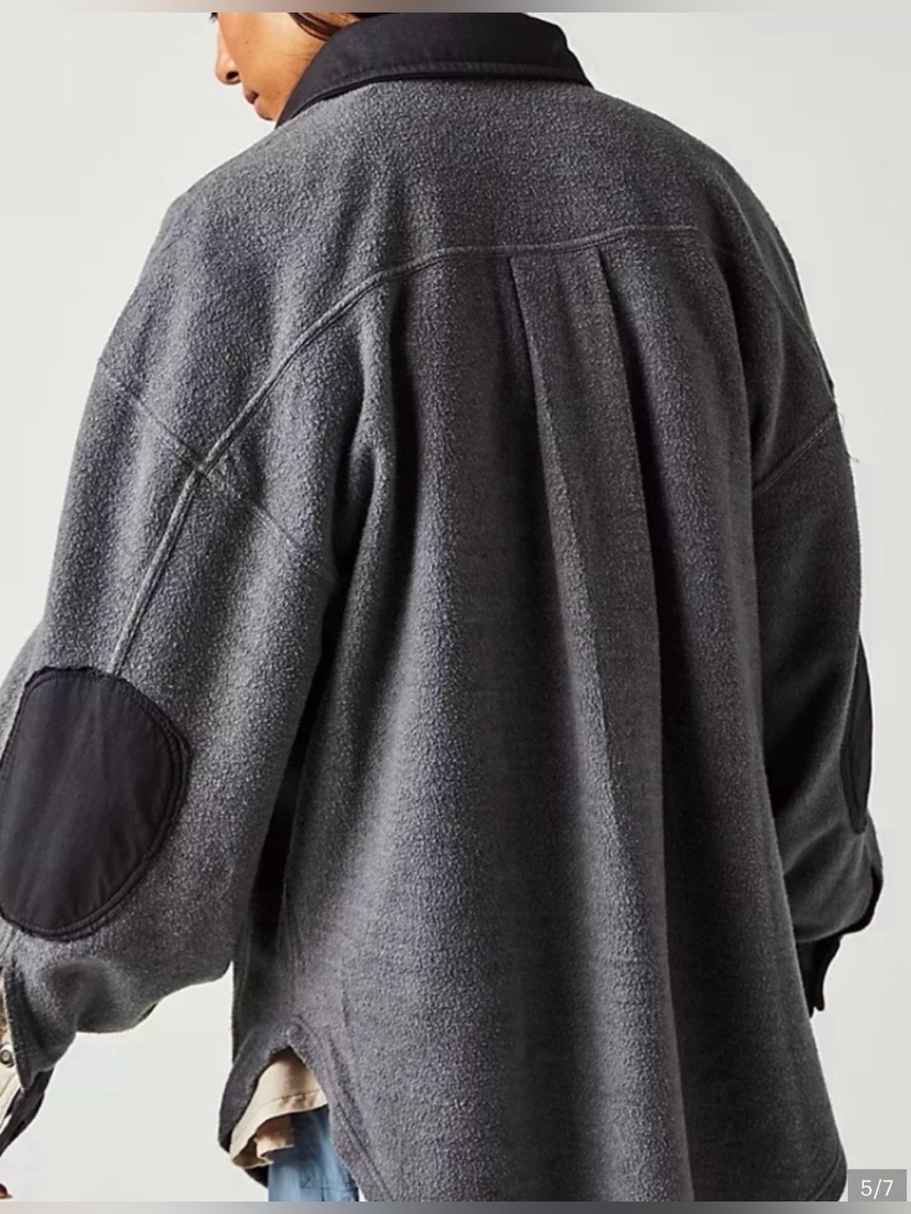 NEW Free People M Ruby Shirt Jacket in Incense Grayish Black NWOT Button Down - Picture 5 of 7